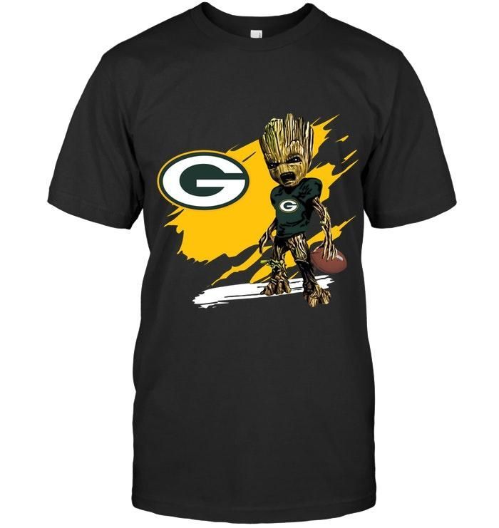 Green Bay Packers Angry Baby Groot Ripped Tshirt