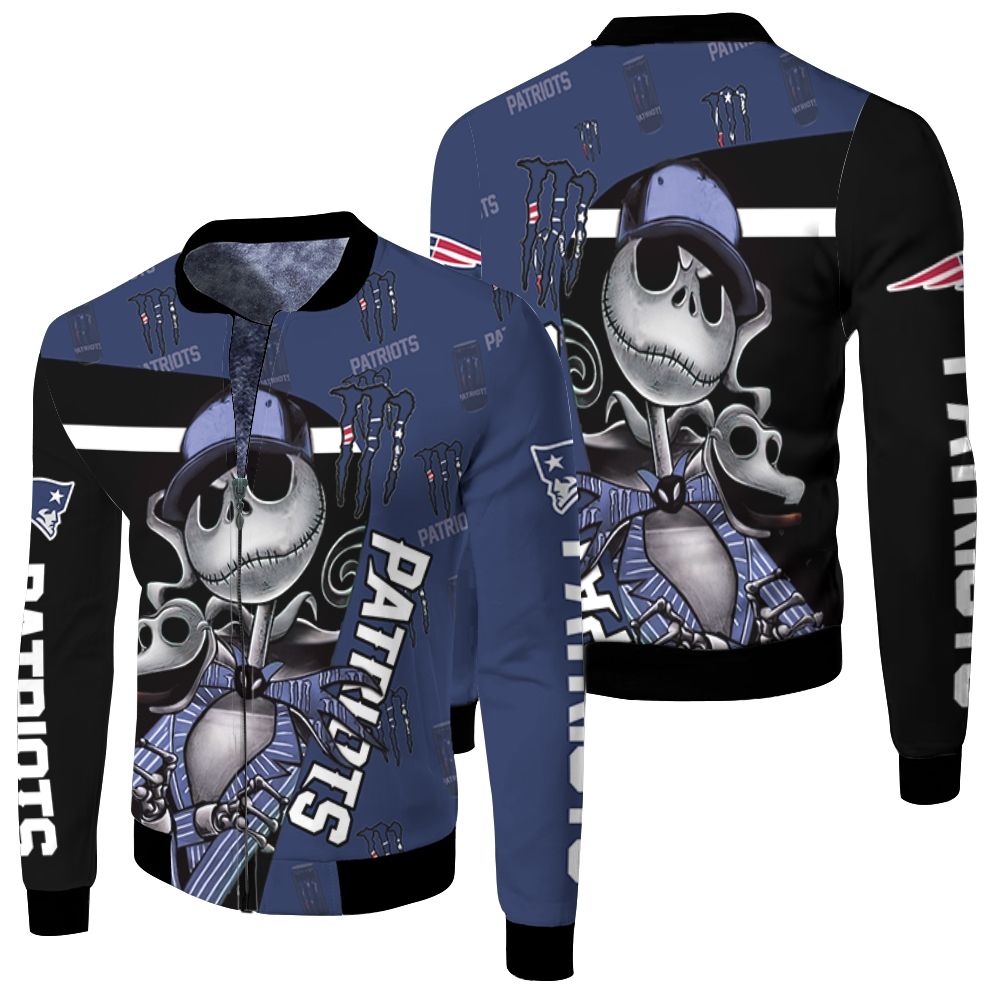 Jack Skellington Monster Energy Logo New England Patriots 3d Printed Hoodie For Fan Fleece Bomber Jacket