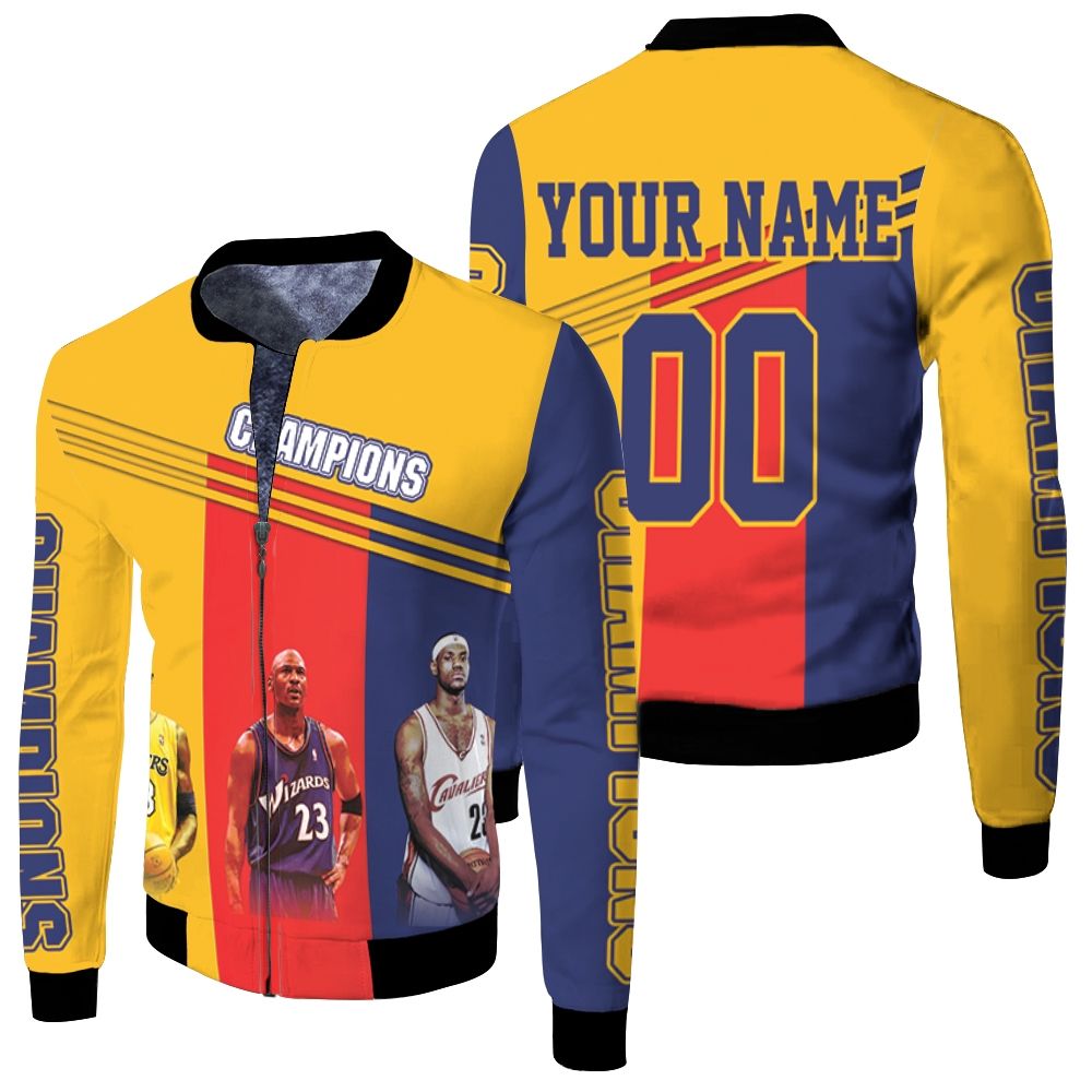 Kobe Bryant Michael Jordan Lebron James Legends Never Die Champions 3D Personalized Fleece Bomber Jacket